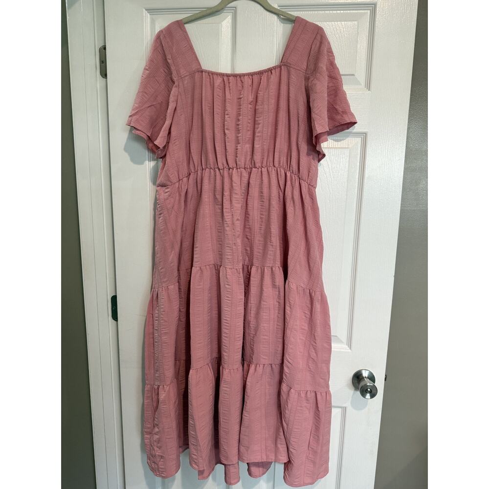 Bloomchic Pink Tiered Dress Women's Size 18/20 Cottagecore Babydoll cinch front - Picture 5 of 7